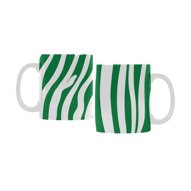 Ceramic Coffee Mugs (Pair) - Custom Zebra Pattern - Green - Housewares housewares zebras