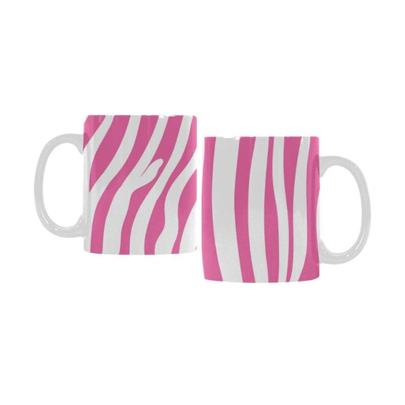 Ceramic Coffee Mugs (Pair) - Custom Zebra Pattern - Hot Pink - Housewares housewares zebras