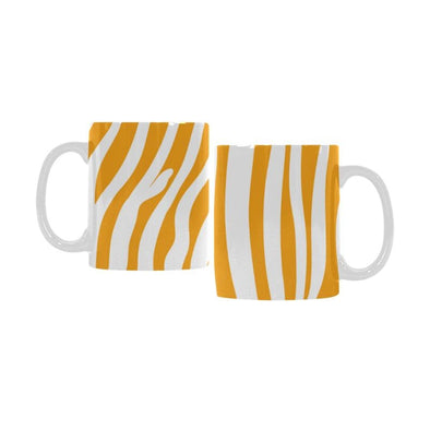 Ceramic Coffee Mugs (Pair) - Custom Zebra Pattern - Orange - Housewares housewares zebras