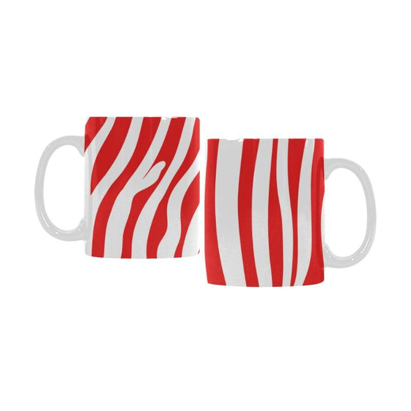 Ceramic Coffee Mugs (Pair) - Custom Zebra Pattern - Red - Housewares housewares zebras