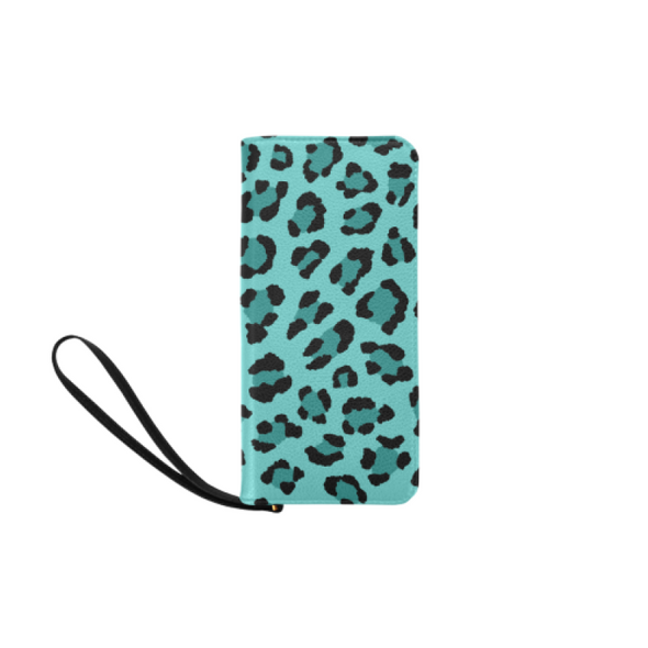 Clutch Purse - Custom Leopard Pattern - 2 - Turquoise Leopard - Accessories big cats leopards purses