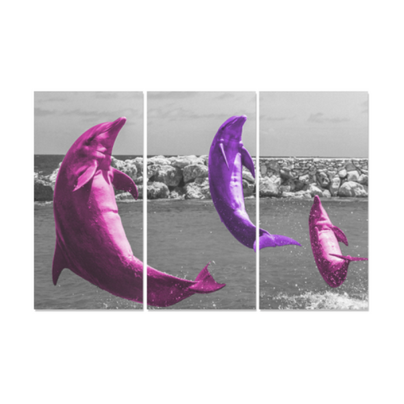 Coloful Dolphins - Canvas Wall Art - Pink/Purple Dolphins - Wall Art canvas prints dolphins