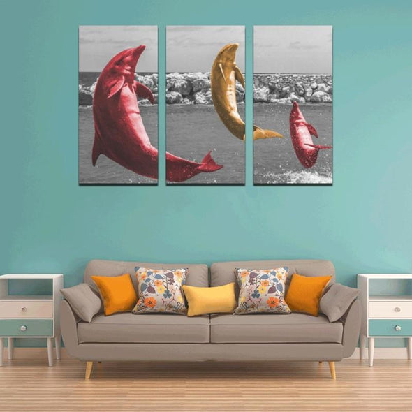 Coloful Dolphins - Canvas Wall Art - Wall Art canvas prints dolphins