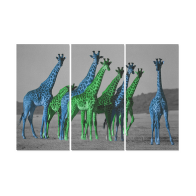 Colorful Giraffes - Canvas Wall Art - Blue/Green - Wall Art canvas prints giraffes hot new items