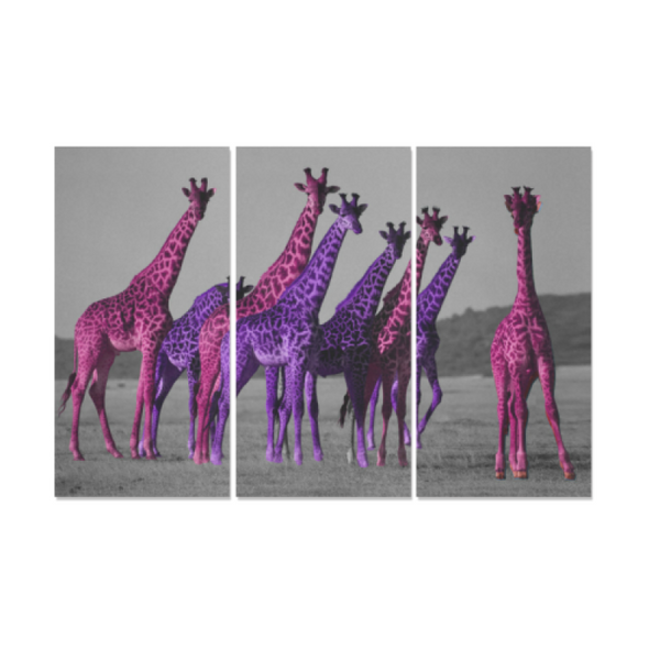 Colorful Giraffes - Canvas Wall Art - Pink/Purple - Wall Art canvas prints giraffes hot new items