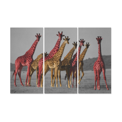 Colorful Giraffes - Canvas Wall Art - Red/Orange - Wall Art canvas prints giraffes hot new items