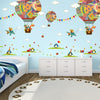 Colorful Hot Air Balloon & Animals Wall Sticker - Wall Art Giraffes Wall Stickers