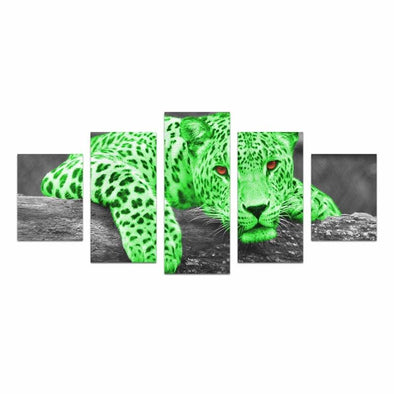 Colorful Leopard - Canvas Wall Art - Green Leopard - Wall Art big cats canvas prints hot new items