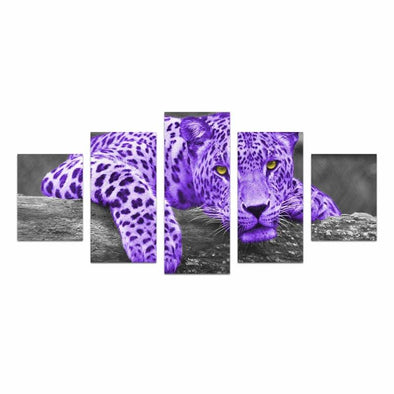 Colorful Leopard - Canvas Wall Art - Purle Leopard - Wall Art big cats canvas prints hot new items
