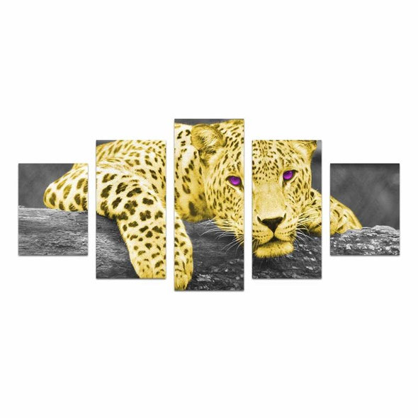 Colorful Leopard - Canvas Wall Art - Yellow Leopard - Wall Art big cats canvas prints hot new items