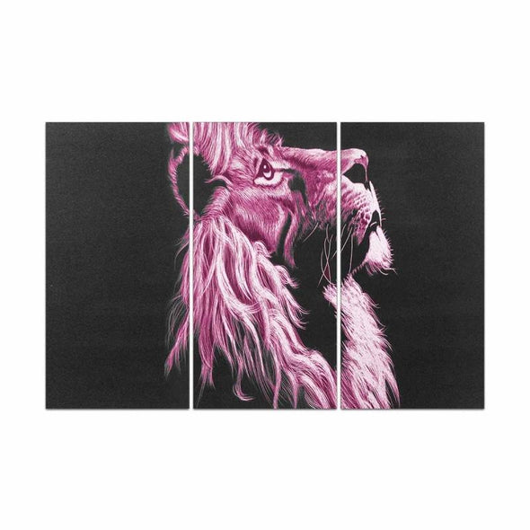 Colorful Lion - Canvas Wall Art - Pink Lion - Wall Art big cats canvas prints