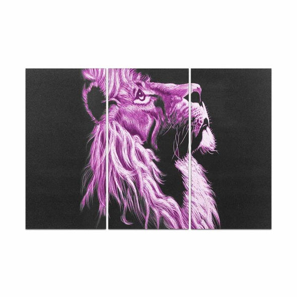 Colorful Lion - Canvas Wall Art - Purple Lion - Wall Art big cats canvas prints