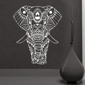 Decorated Indian Elephant Wall Sticker - Wall Art Elephants Indian Wall Stickers Yoga Gear