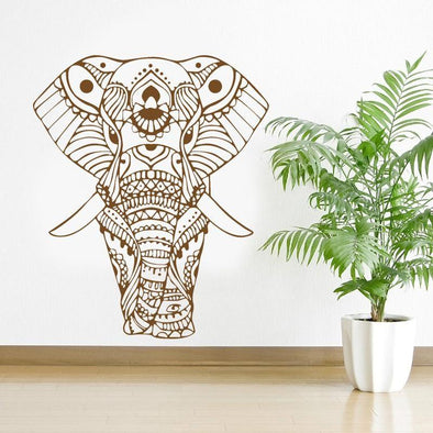 Decorated Indian Elephant Wall Sticker - Wall Art Elephants Indian Wall Stickers Yoga Gear