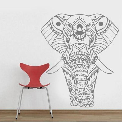 Decorated Indian Elephant Wall Sticker - Gray / 16X19In / 42X50Cm - Wall Art Elephants Indian Wall Stickers Yoga Gear