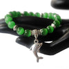 Dolphin Charm & Cat Eye Bead Bracelet - 5 Colors - green - Jewelry dolphins opal