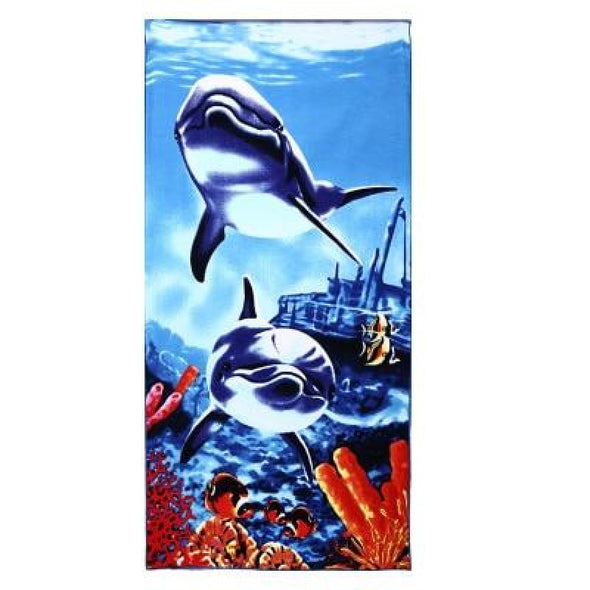 Dolphin Tiger or Horse Microfiber Beach Towel - G - Beachware beachware big cats dolphins horses tigers