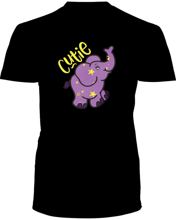 Elephant Cutie T-Shirt - Design 1 - Black / S - Clothing elephants womens t-shirts