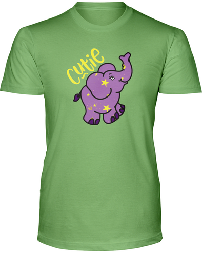 Elephant Cutie T-Shirt - Design 1 - Heather Green / S - Clothing elephants womens t-shirts