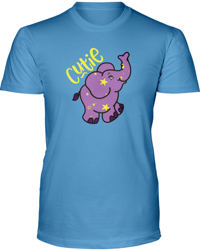 Elephant Cutie T-Shirt - Design 1 - Ocean Blue / S - Clothing elephants womens t-shirts