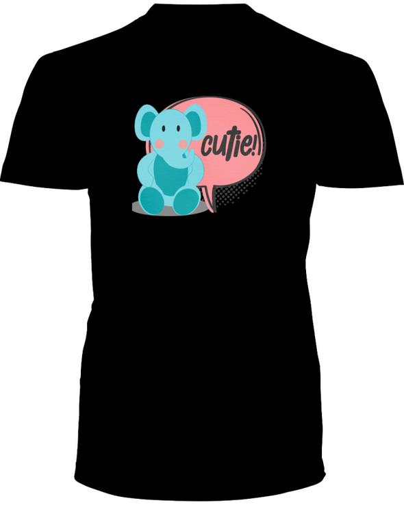 Elephant Cutie T-Shirt - Design 2 - Black / S - Clothing elephants womens t-shirts