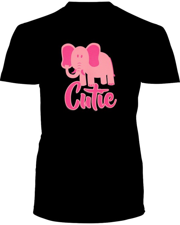 Elephant Cutie T-Shirt - Design 3 - Black / S - Clothing elephants womens t-shirts