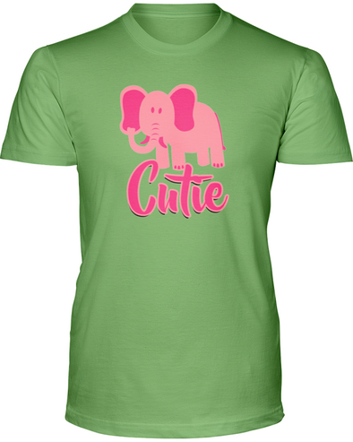 Elephant Cutie T-Shirt - Design 3 - Heather Green / S - Clothing elephants womens t-shirts