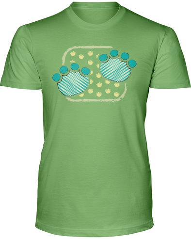 Elephant Footprints T-Shirt - Design 1 - Heather Green / S - Clothing elephants womens t-shirts