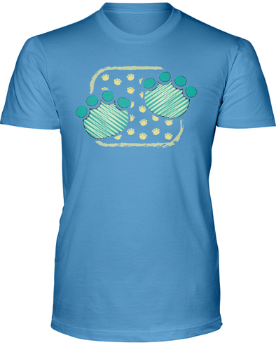 Elephant Footprints T-Shirt - Design 1 - Ocean Blue / S - Clothing elephants womens t-shirts