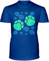 Elephant Footprints T-Shirt - Design 5 - Hthr True Royal / S - Clothing elephants womens t-shirts