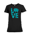 Elephant Love T-Shirt - Aqua - Black / S - Clothing elephants womens t-shirts