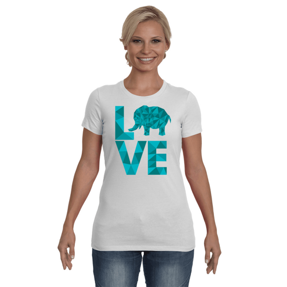 Elephant Love T-Shirt - Aqua - Clothing elephants womens t-shirts