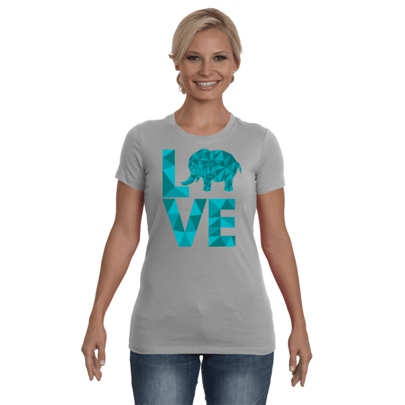 Elephant Love T-Shirt - Aqua - Clothing elephants womens t-shirts