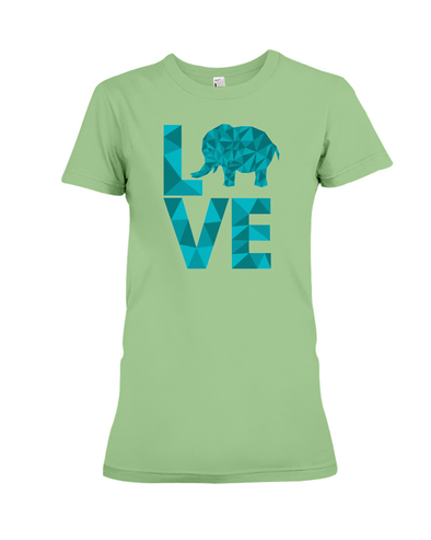 Elephant Love T-Shirt - Aqua - Heather Green / S - Clothing elephants womens t-shirts