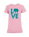 Elephant Love T-Shirt - Aqua - Pink / S - Clothing elephants womens t-shirts