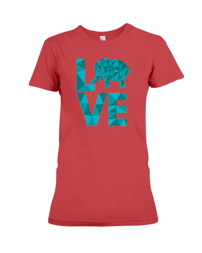Elephant Love T-Shirt - Aqua - Red / S - Clothing elephants womens t-shirts