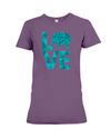 Elephant Love T-Shirt - Aqua - Team Purple / S - Clothing elephants womens t-shirts