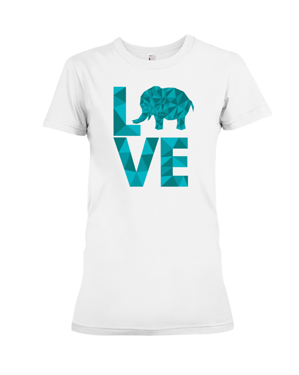 Elephant Love T-Shirt - Aqua - White / S - Clothing elephants womens t-shirts