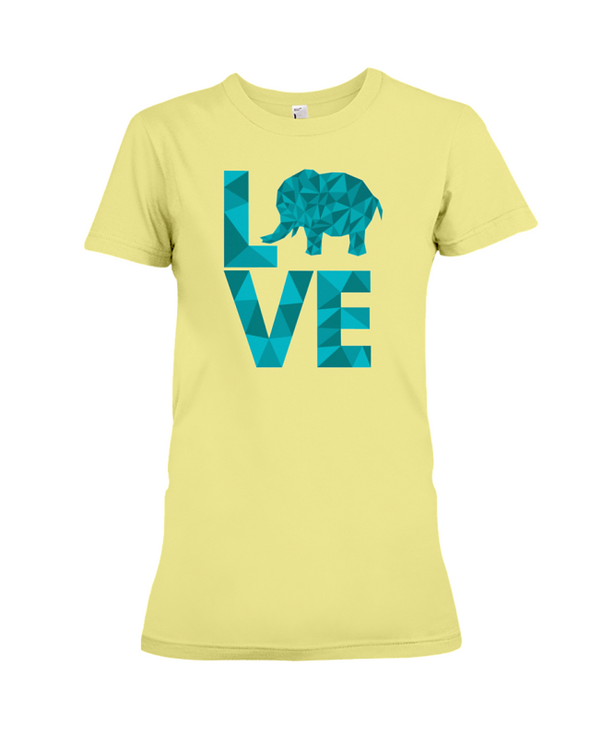 Elephant Love T-Shirt - Aqua - Yellow / S - Clothing elephants womens t-shirts