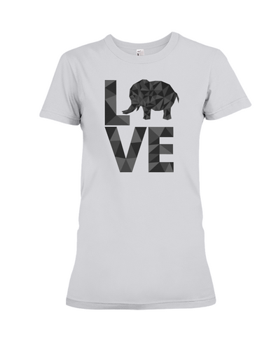 Elephant Love T-Shirt - Black - Athletic Heather / S - Clothing elephants womens t-shirts