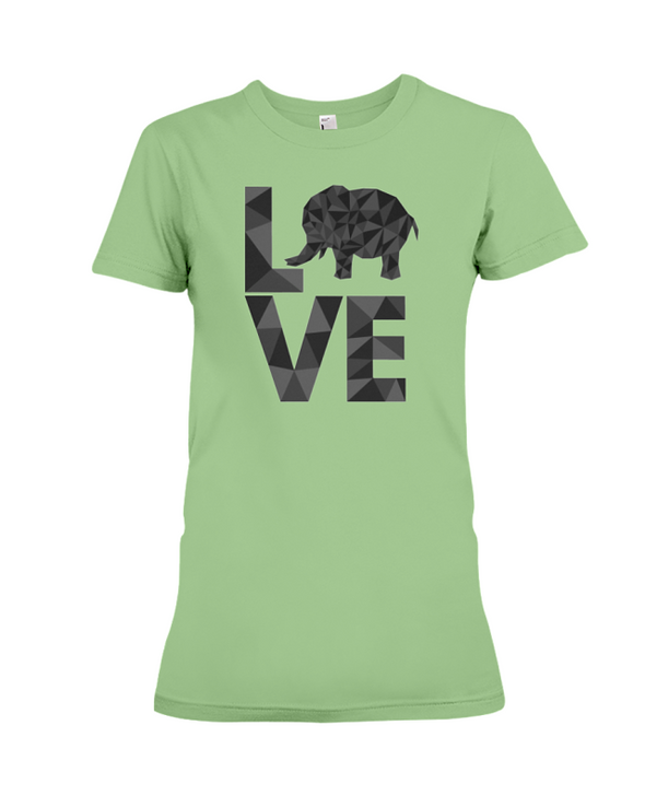 Elephant Love T-Shirt - Black - Heather Green / S - Clothing elephants womens t-shirts