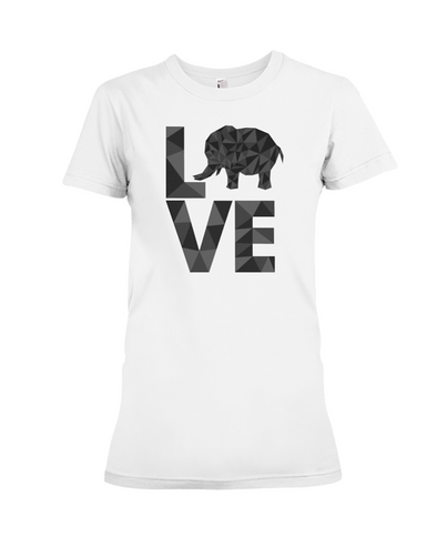 Elephant Love T-Shirt - Black - White / S - Clothing elephants womens t-shirts