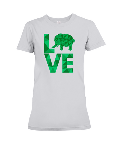 Elephant Love T-Shirt - Green - Athletic Heather / S - Clothing elephants womens t-shirts