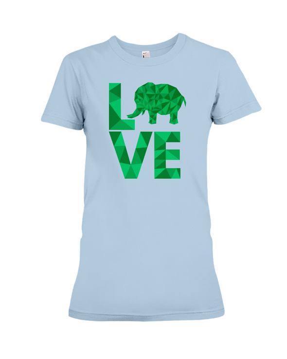 Elephant Love T-Shirt - Green - Baby Blue / S - Clothing elephants womens t-shirts