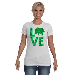 Elephant Love T-Shirt - Green - Clothing elephants womens t-shirts
