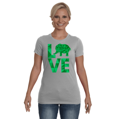 Elephant Love T-Shirt - Green - Clothing elephants womens t-shirts