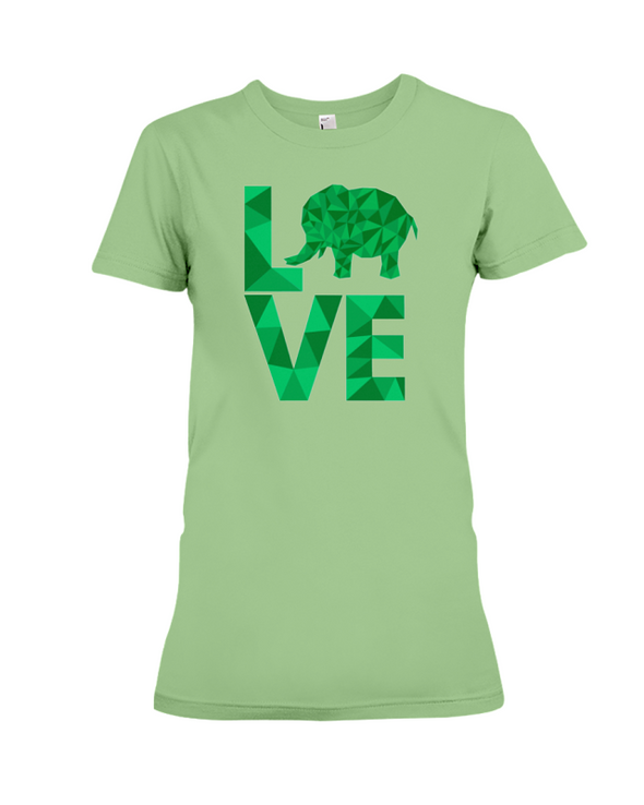 Elephant Love T-Shirt - Green - Heather Green / S - Clothing elephants womens t-shirts