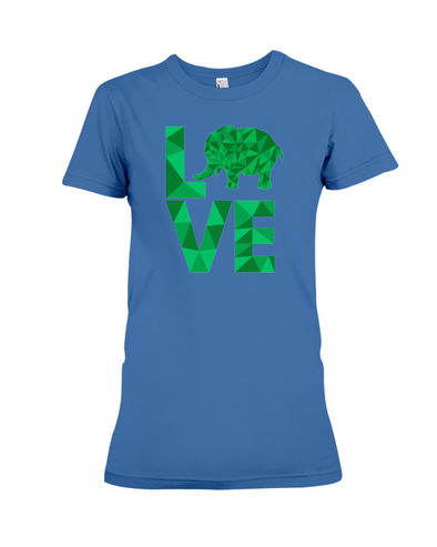 Elephant Love T-Shirt - Green - Hthr True Royal / S - Clothing elephants womens t-shirts