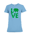 Elephant Love T-Shirt - Green - Ocean Blue / S - Clothing elephants womens t-shirts