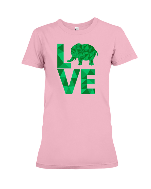 Elephant Love T-Shirt - Green - Pink / S - Clothing elephants womens t-shirts